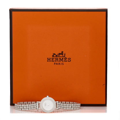 Hermes 18K White Gold Diamond Pave 16mm Faubourg Quartz Watch 5 of 5