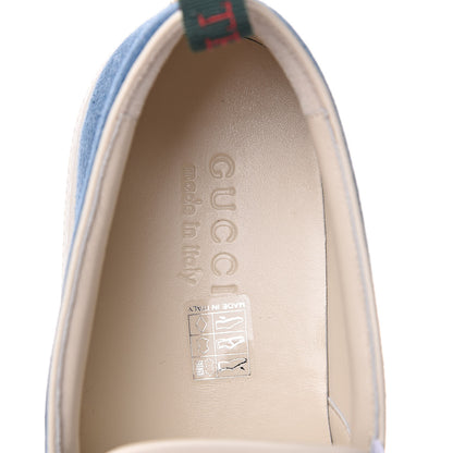 Gucci Kura Denim Logo Embroidered Mens Slip On Sneakers 11.5 Blue 7 of 10