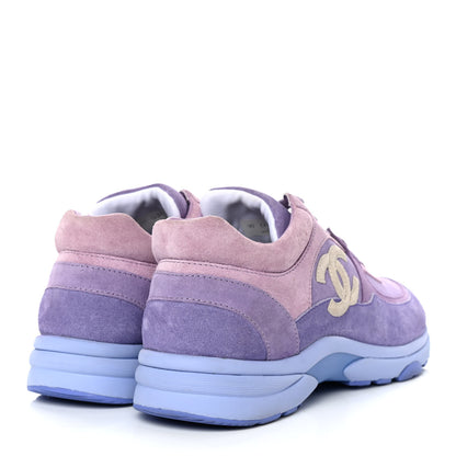 Chanel Nylon Lambskin Suede Calfskin CC Sneakers 40 Purple 4 of 12