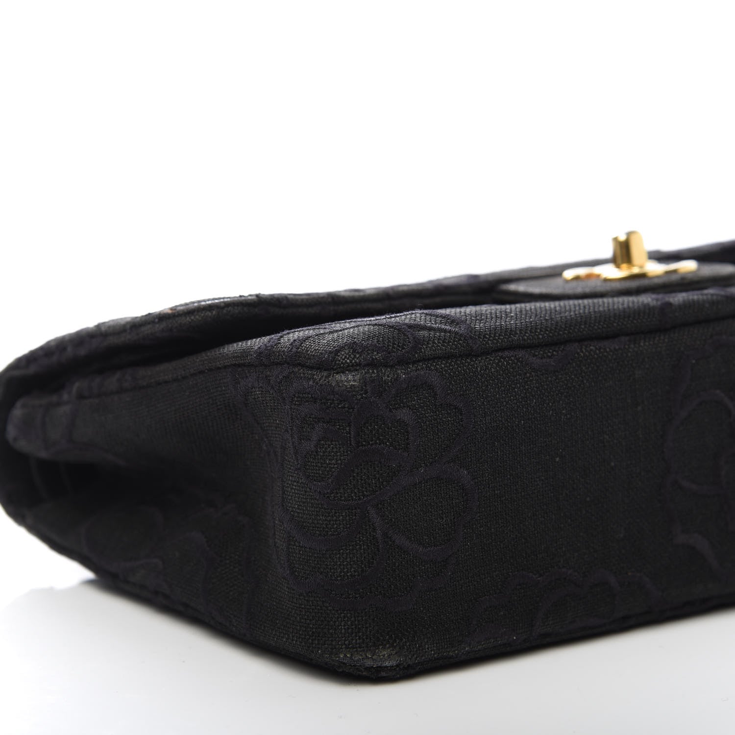 Chanel Canvas Camellia Embroidered Medium Double Flap Black 6 of 13