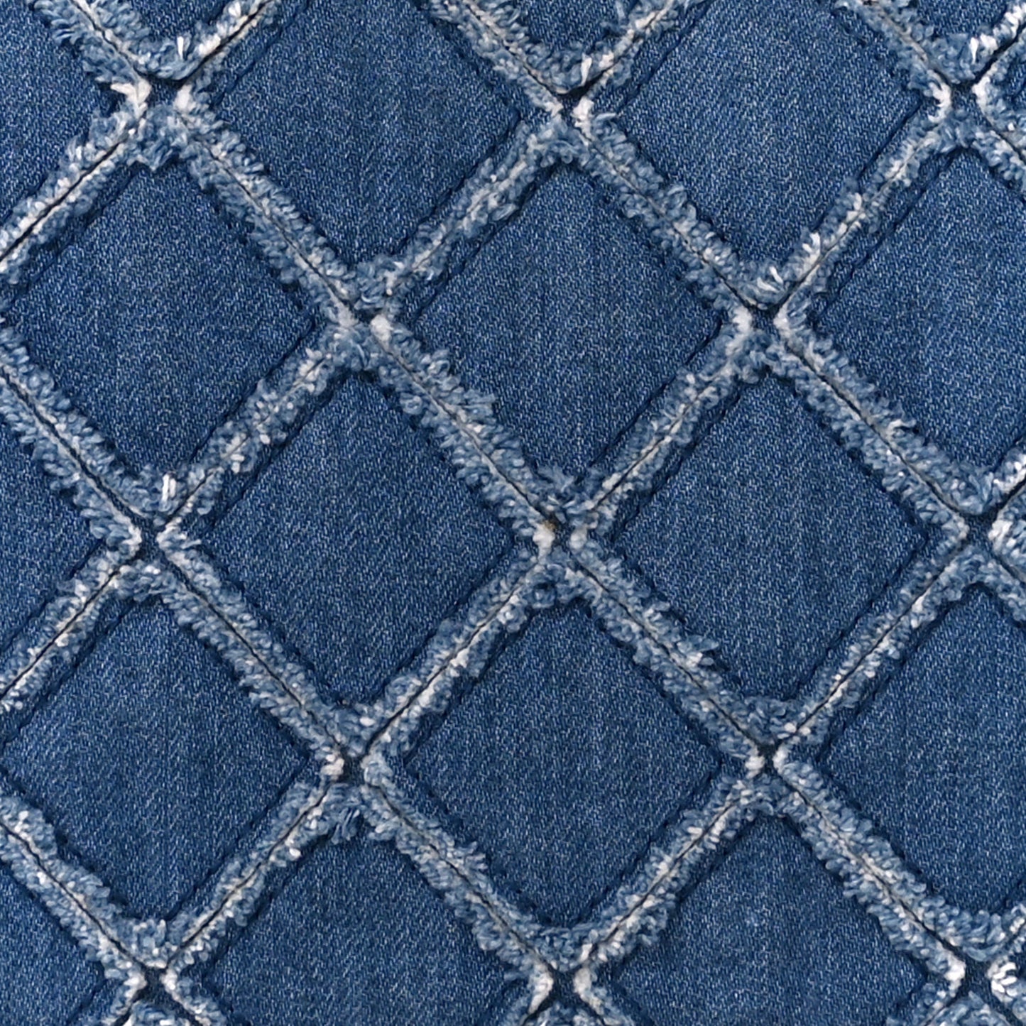 Denim Frayed Medium Cosmetic Case Blue