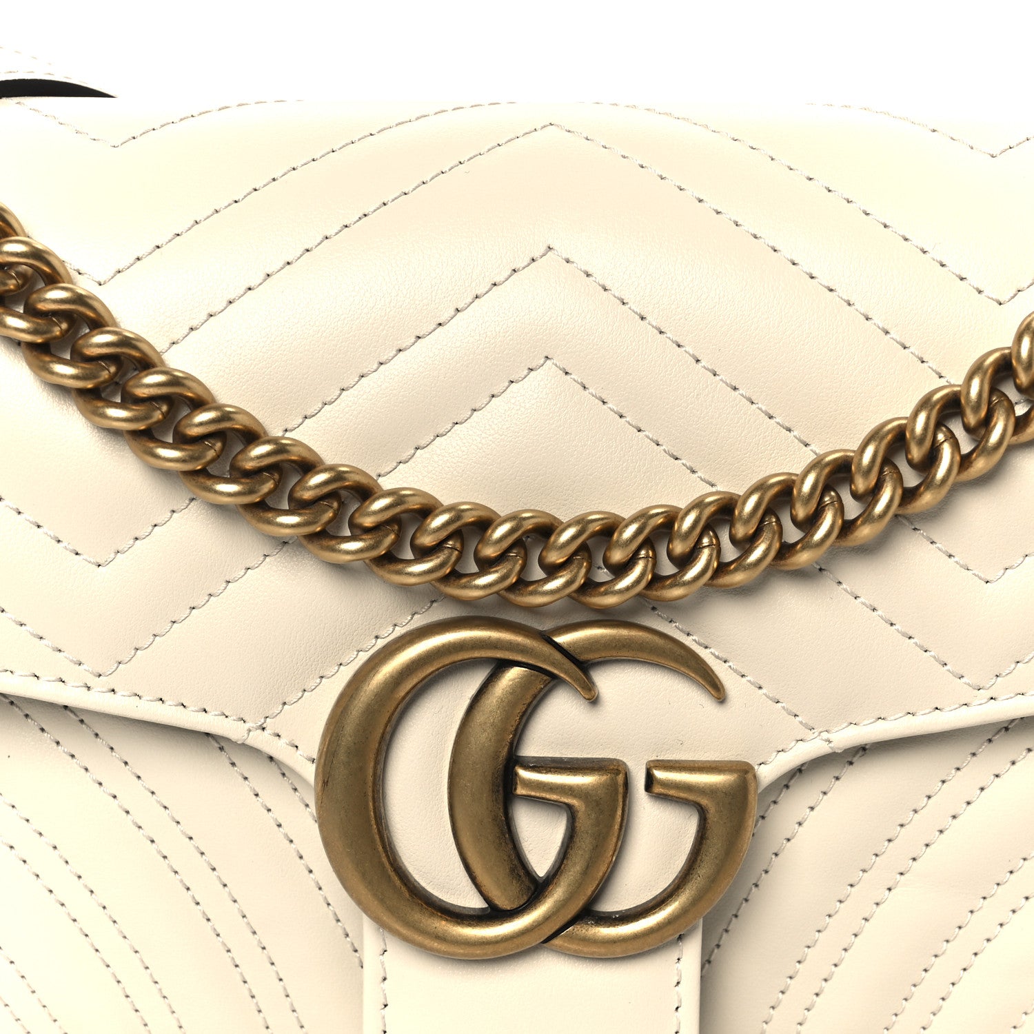 Gucci Calfskin Matelasse Small GG Marmont Shoulder Bag White 9 of 11