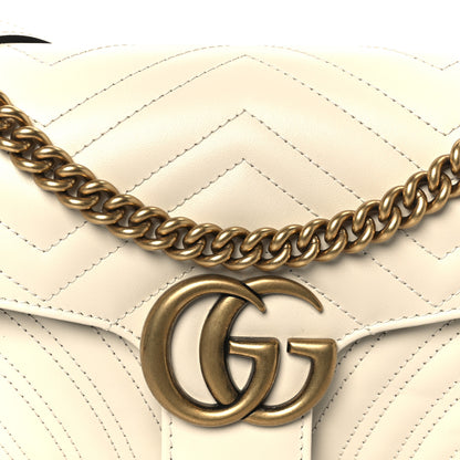 Gucci Calfskin Matelasse Small GG Marmont Shoulder Bag White 9 of 11
