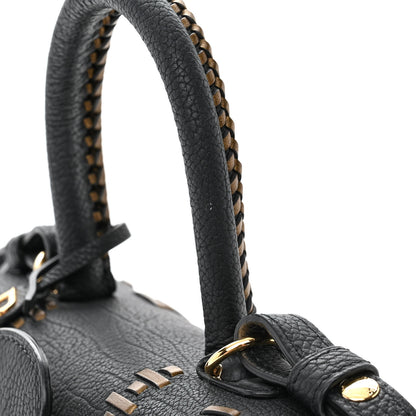 Delvaux Crispy Calfskin Tribal Stitch Mini Brillant Satchel Black Bronze 16 of 19