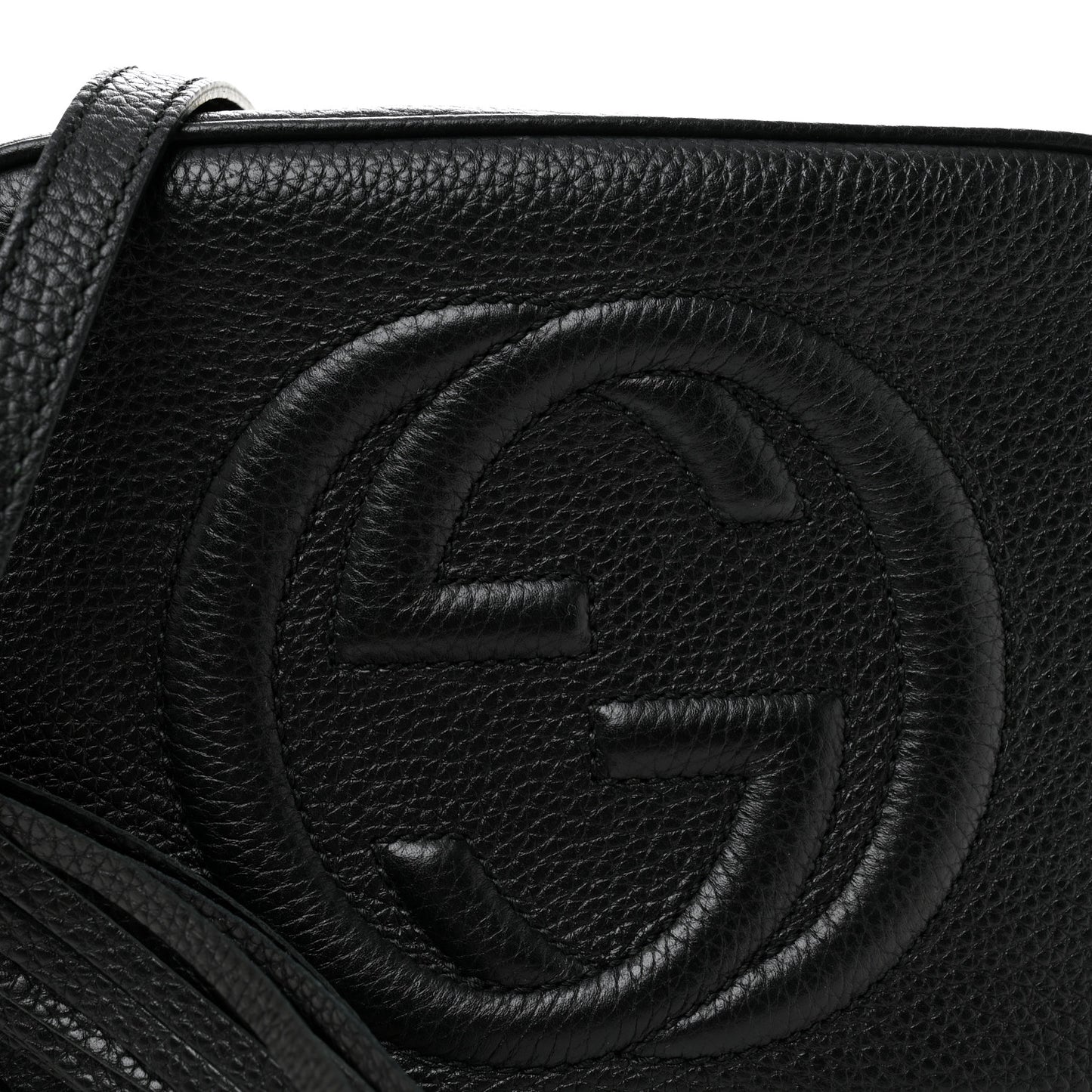 Pebbled Calfskin Small Soho Disco Bag Black
