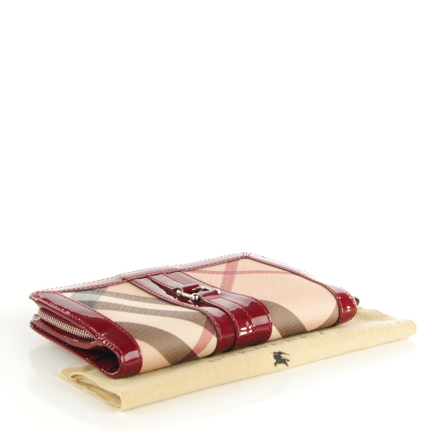 Patent Nova Check Continental Wallet Berry Red