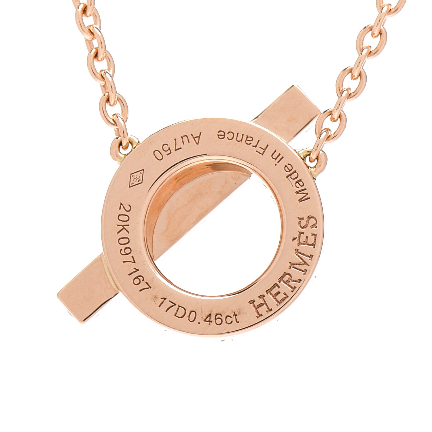 Hermes 18K Rose Gold Diamond Finesse Pendant Necklace 5 of 6