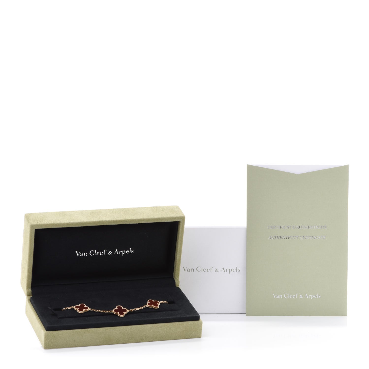 Van Cleef & Arpels 18K Yellow Gold Carnelian 5 Motifs Vintage Alhambra Bracelet 5 of 6