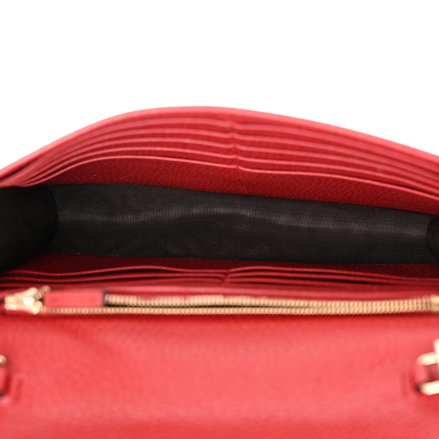 Dollar Calfskin Interlocking G Chain Wallet Red