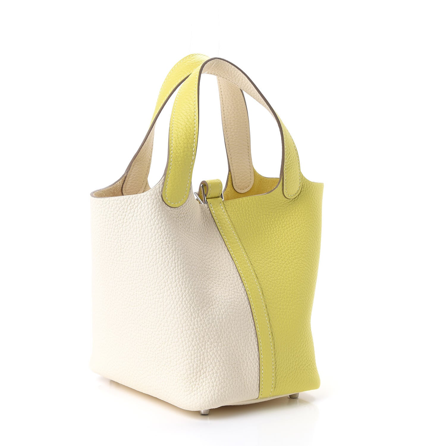 Hermes Taurillon Clemence Casaque Picotin Lock 18 PM Lime Nata 3 of 11