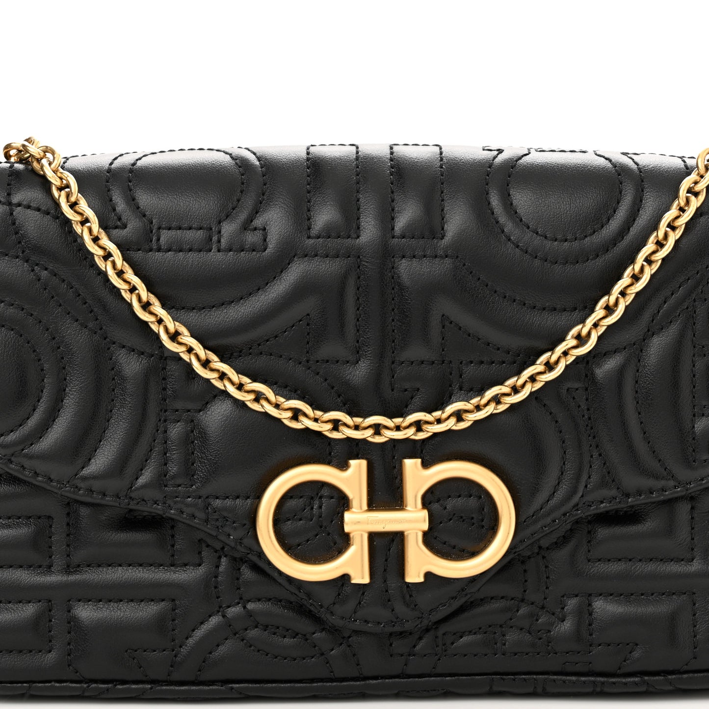 Calfskin Quilted Gancini Mini Bag Black