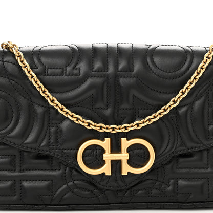 Salvatore Ferragamo Calfskin Quilted Gancini Mini Bag Black 8 of 10