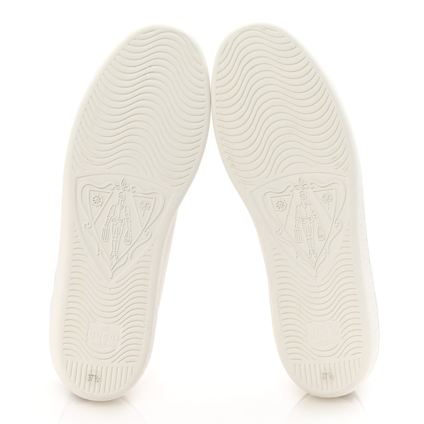 Calfskin Interlocking G Perforated Womens Ace Sneakers 37.5 White Grey Sky