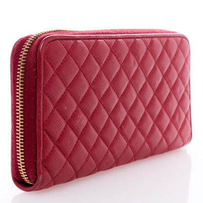 Prada Saffiano Quilted Zip Around Wallet Rosso 3 of 6