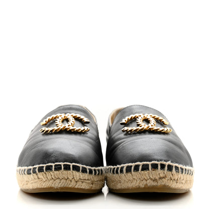 Chanel Calfskin Chain CC Espadrilles 38 Black 2 of 11