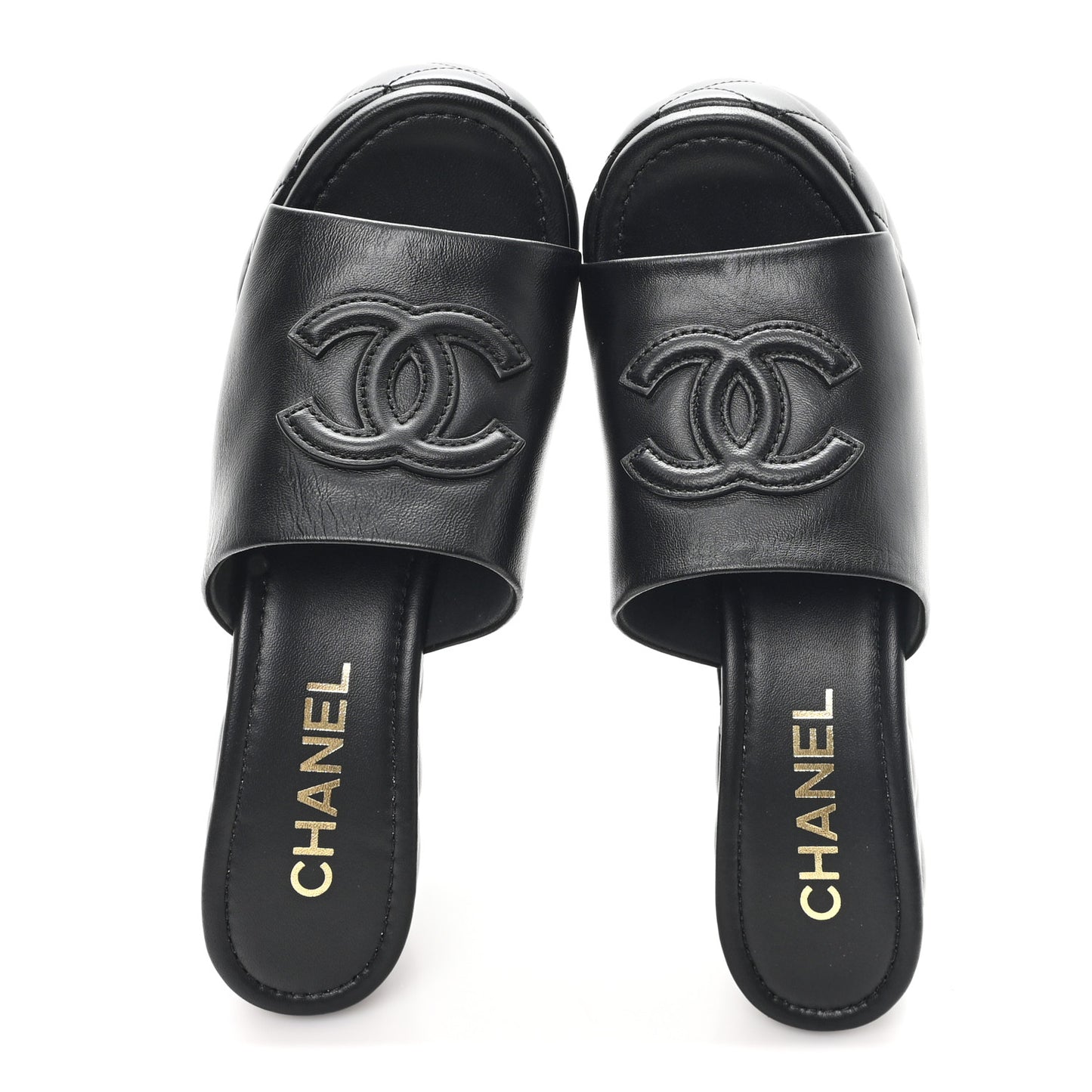 Lambskin Quilted CC Platform Mules 41 Black