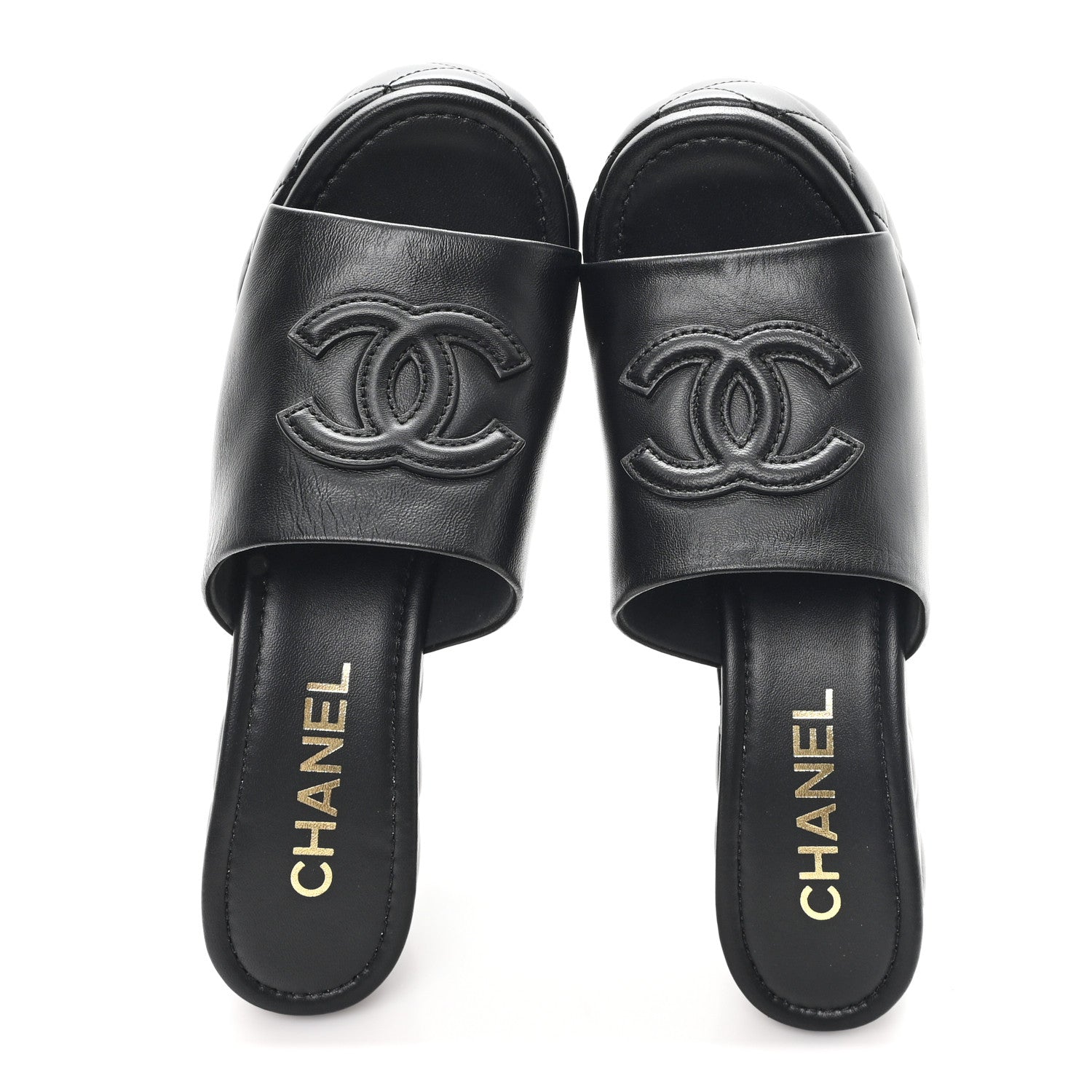 Chanel Lambskin Quilted CC Platform Mules 41 Black 2 of 10