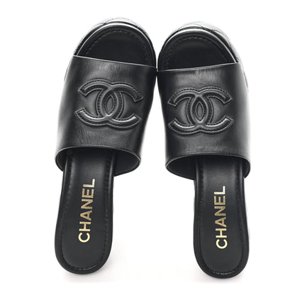 Chanel Lambskin Quilted CC Platform Mules 41 Black 2 of 10