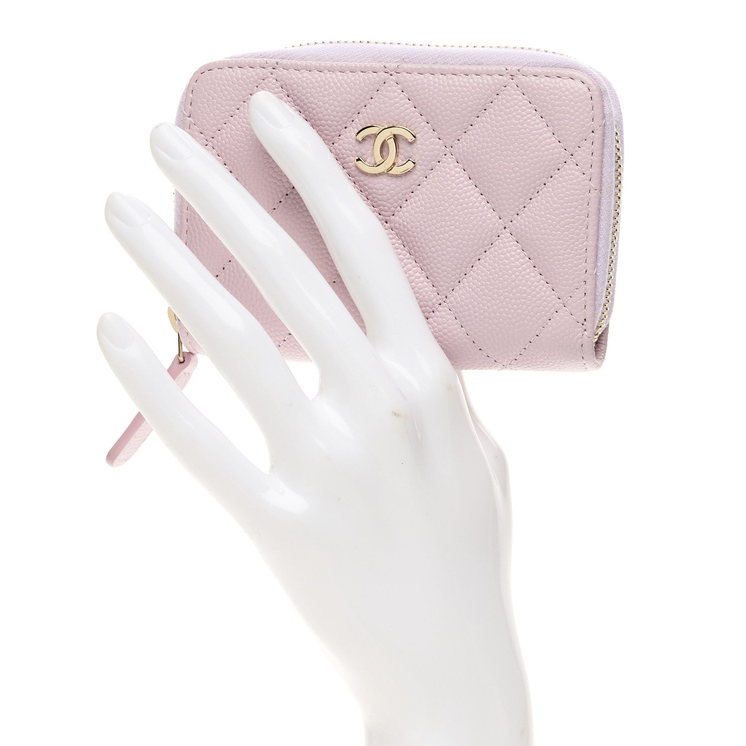 Chanel Caviar Quilted Zip Coin Purse Light Pink 2 of 8