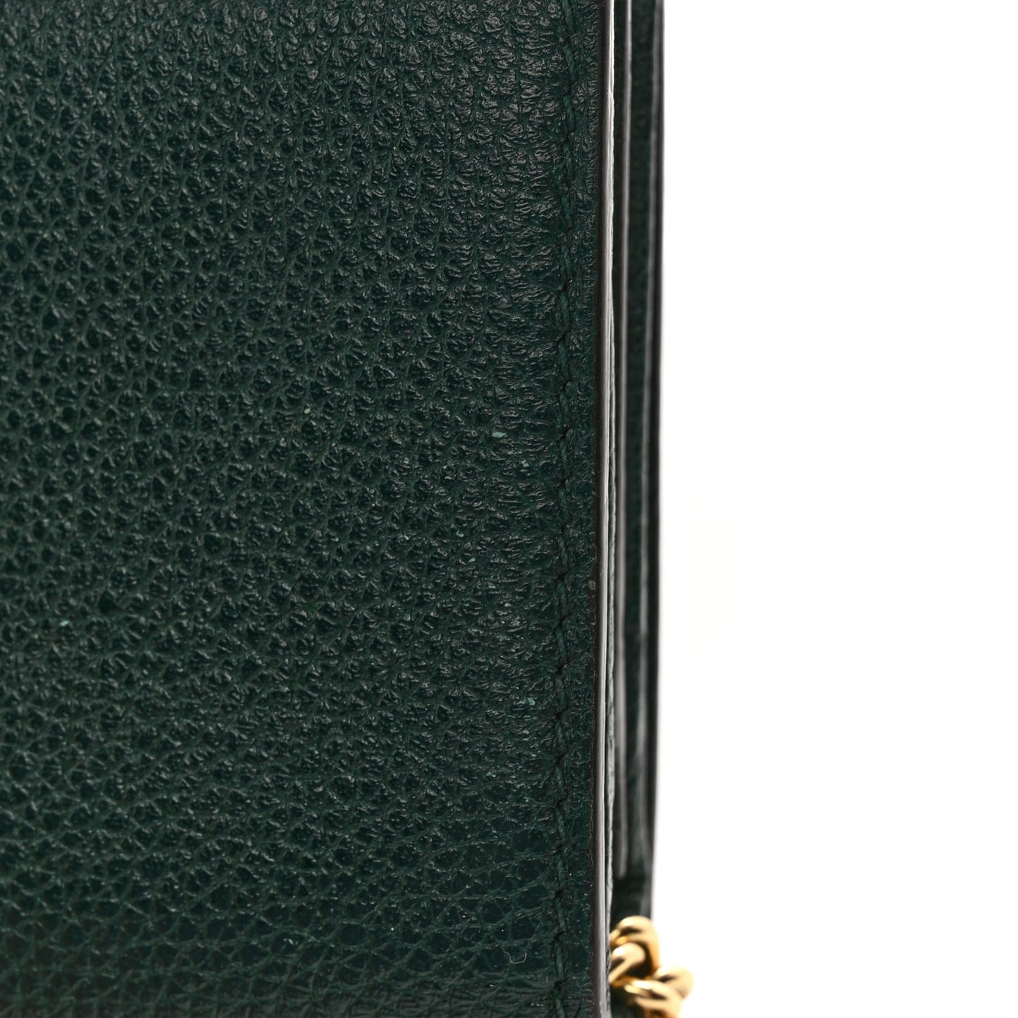 Grainy Calfskin Zumi Chain Card Case Wallet Vintage Green
