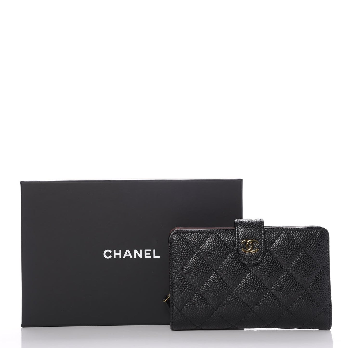 Caviar Quilted Zipped Pocket Wallet Black