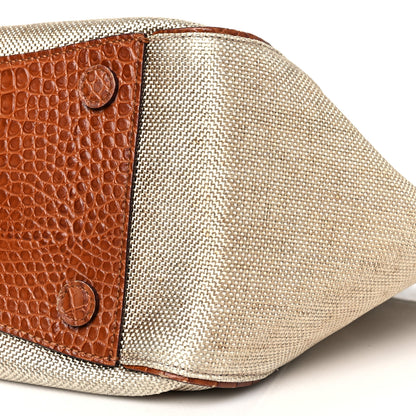 Jimmy Choo Lamé Raffia Crocodile Embossed Trim Varenne Tote Natural Cuoio 11 of 13