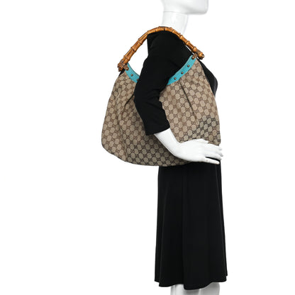 Gucci Monogram Bamboo Top Handle Bag Turquoise 2 of 13