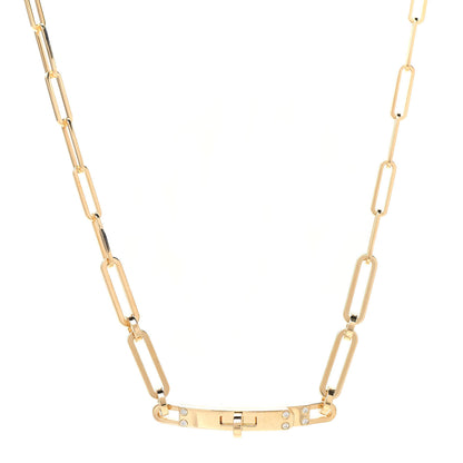 Hermes 18K Yellow Gold Diamond Kelly Chaine Choker Necklace 1 of 6
