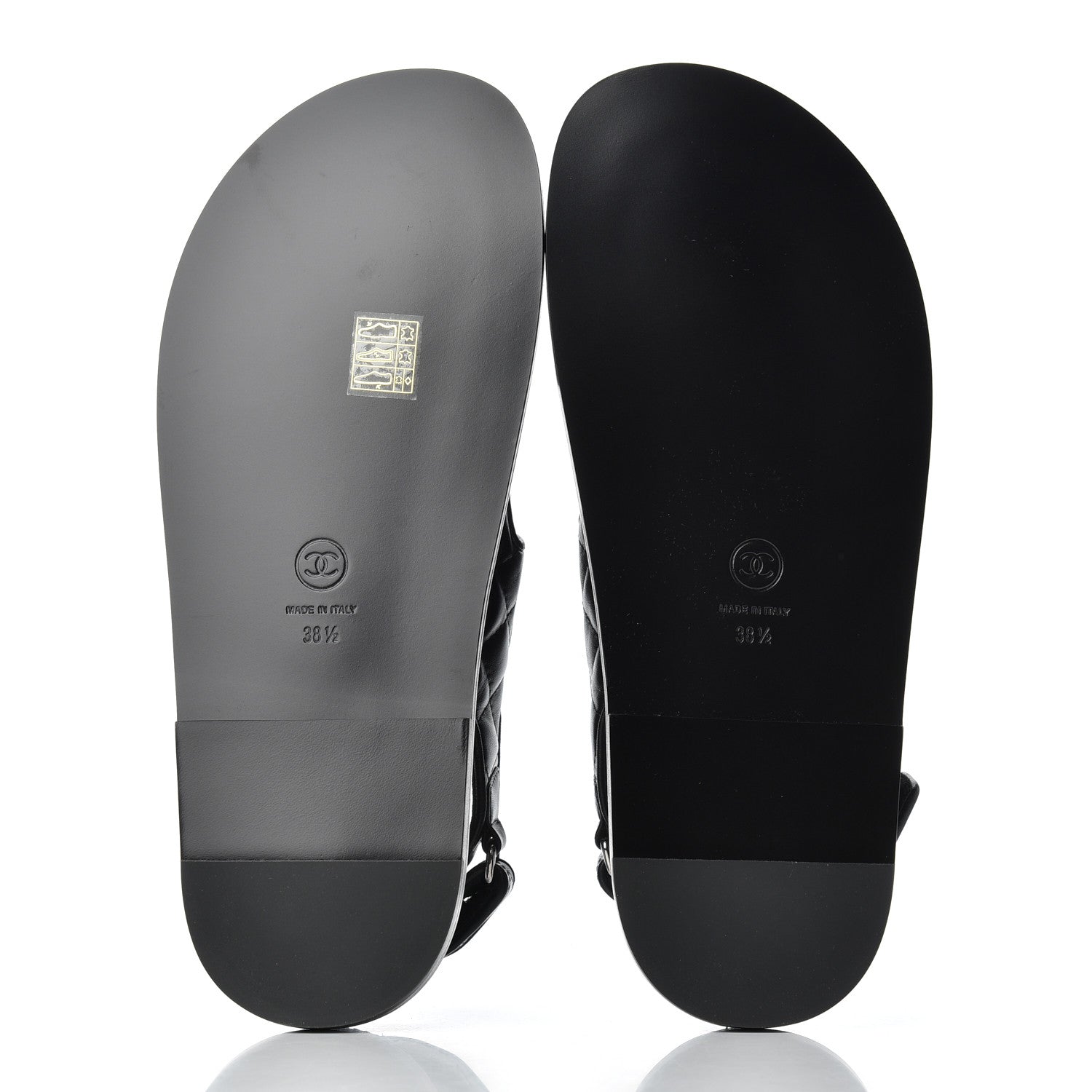 Chanel Lambskin Velcro Dad Sandals 38.5 Black 5 of 16