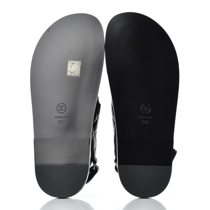 Chanel Lambskin Velcro Dad Sandals 38.5 Black 5 of 16