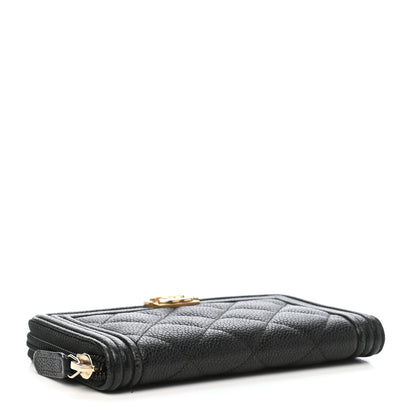 Chanel Caviar Quilted Small Boy Zip Around Wallet Black 4 of 8
