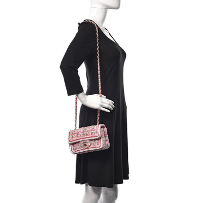 Chanel Tweed Braid Mini Flap White Pink 2 of 14