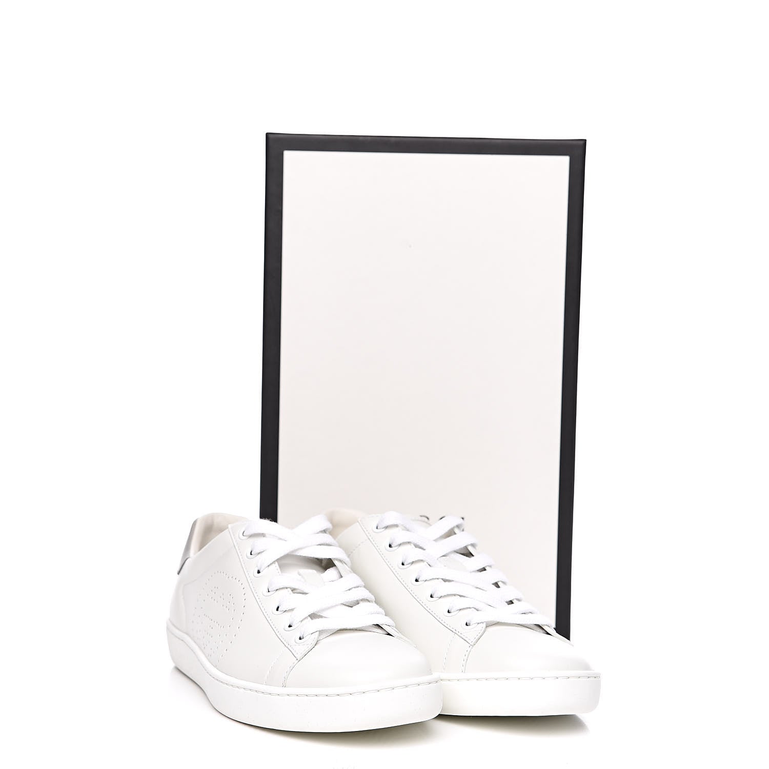 Gucci Calfskin Interlocking G Perforated Womens Ace Sneakers 36.5 White Grey Sky 9 of 9