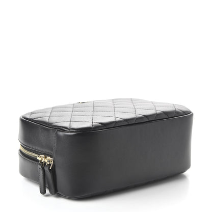 Chanel Lambskin Quilted Medium Curvy Pouch Cosmetic Case Black 4 of 11