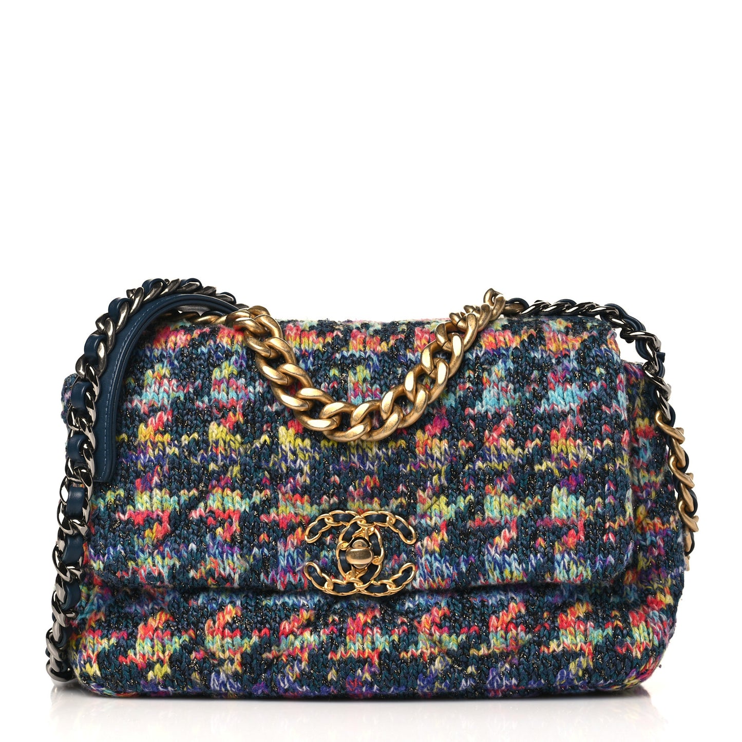 Tweed Quilted Medium Chanel 19 Flap Dark Multicolor