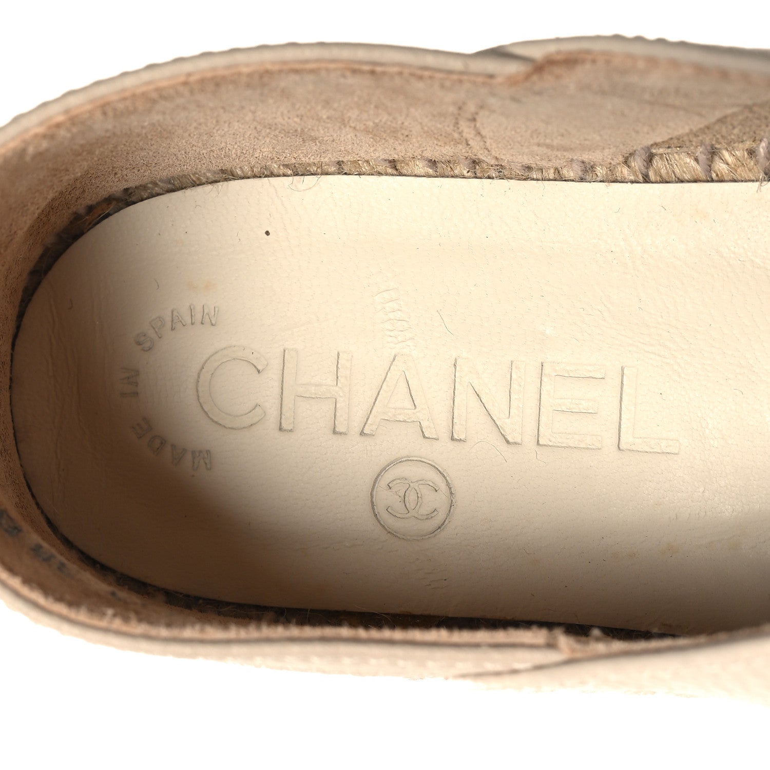 Chanel Grained Calfskin CC Espadrilles 38 Beige Black 9 of 10