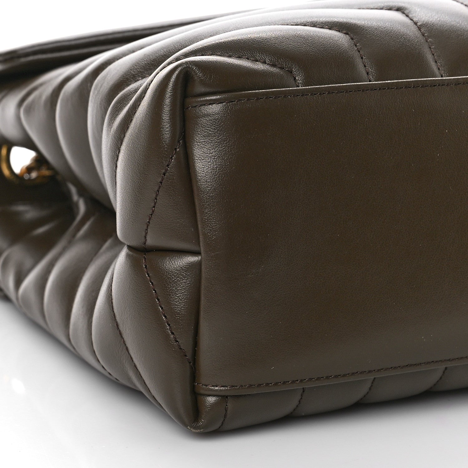 Saint Laurent Calfskin Y Quilted Monogram Medium Loulou Chain Satchel Soil Brown 7 of 8