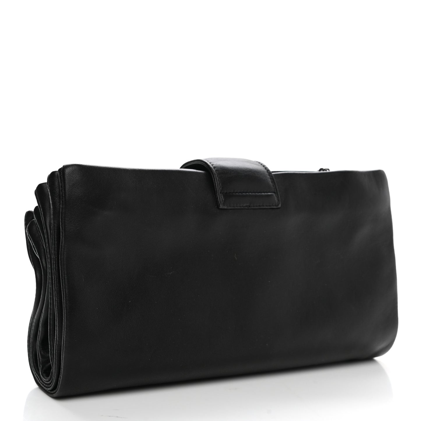 Lambskin Accordion Globe Clutch Black