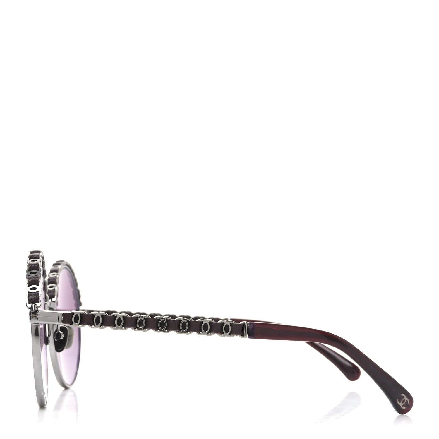 Chanel Metal Calfskin Round Chain Sunglasses 4265-Q Brown 3 of 7