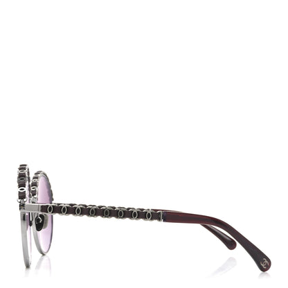Chanel Metal Calfskin Round Chain Sunglasses 4265-Q Brown 3 of 7