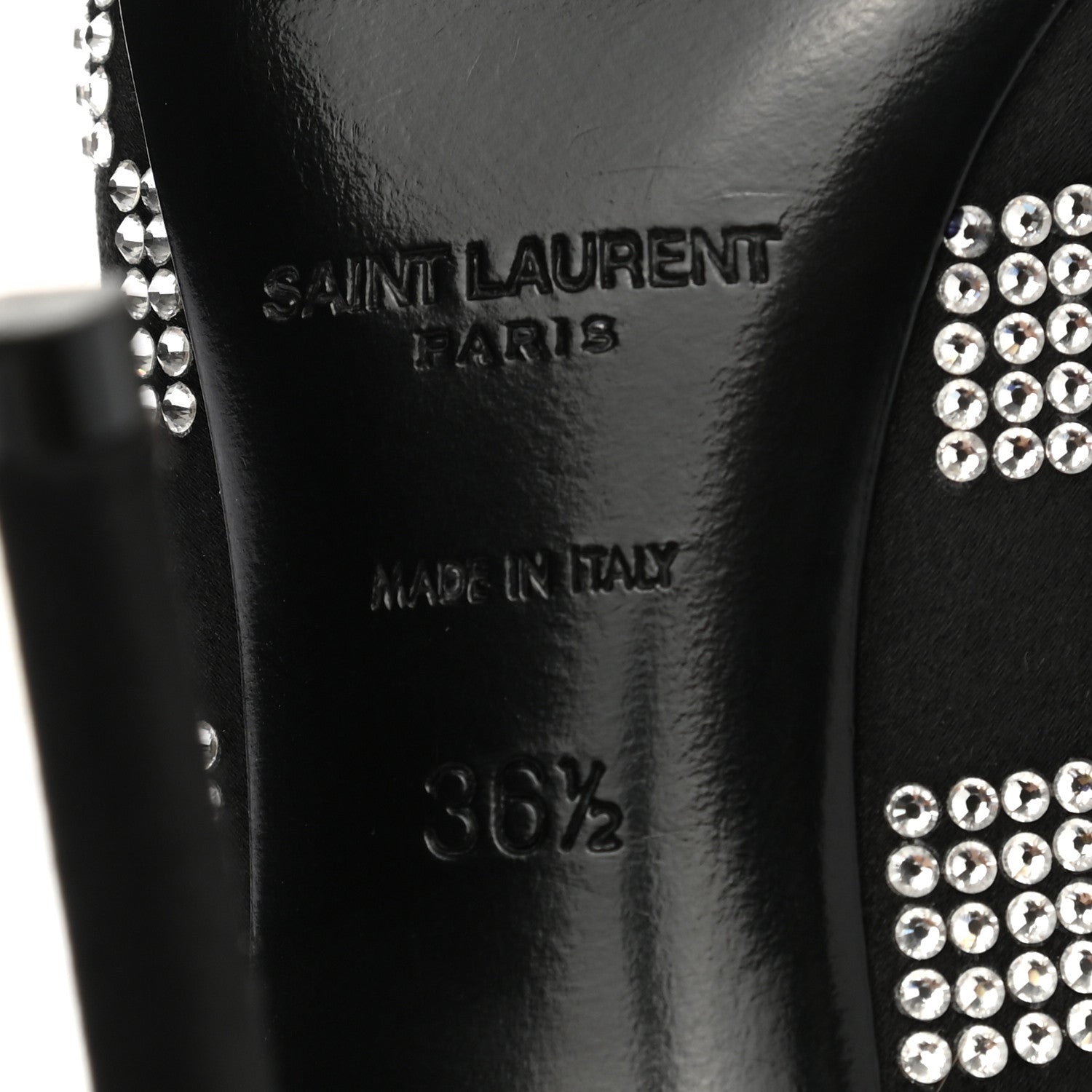 Saint Laurent Satin Crystal Embellished Checkered Zoe 105 Pumps 36.5 Black 6 of 13