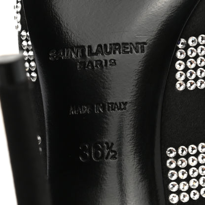 Saint Laurent Satin Crystal Embellished Checkered Zoe 105 Pumps 36.5 Black 6 of 13