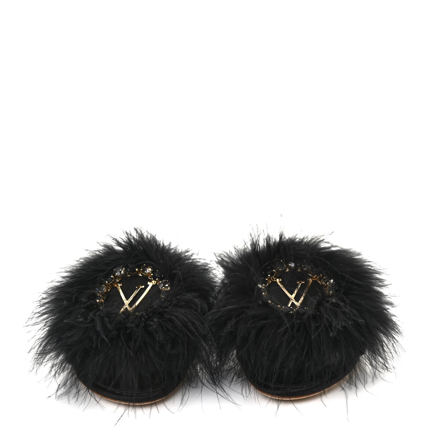 Louis Vuitton Marabou Crystal LV Marilyn Flat Mule 37 Black 2 of 9