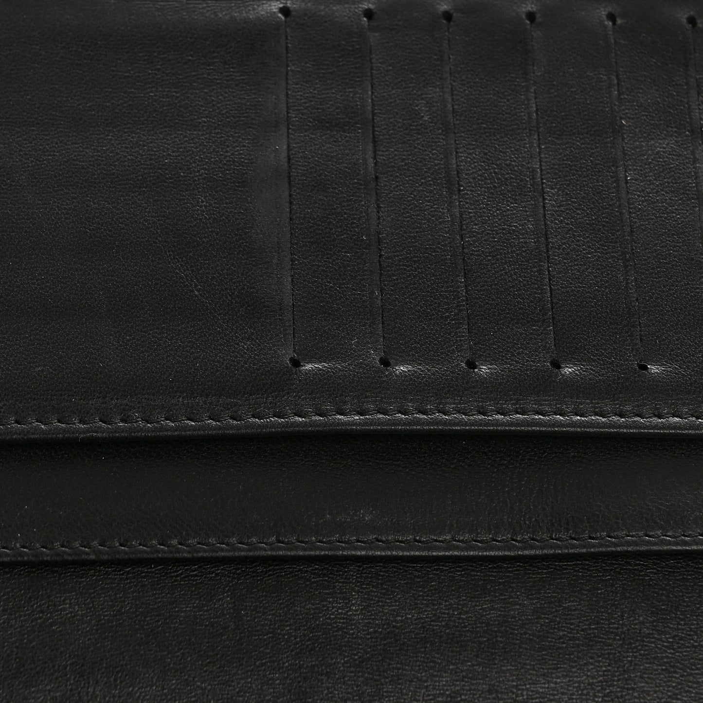 Lambskin Camellia Embossed Zip Around Organizer Wallet Black