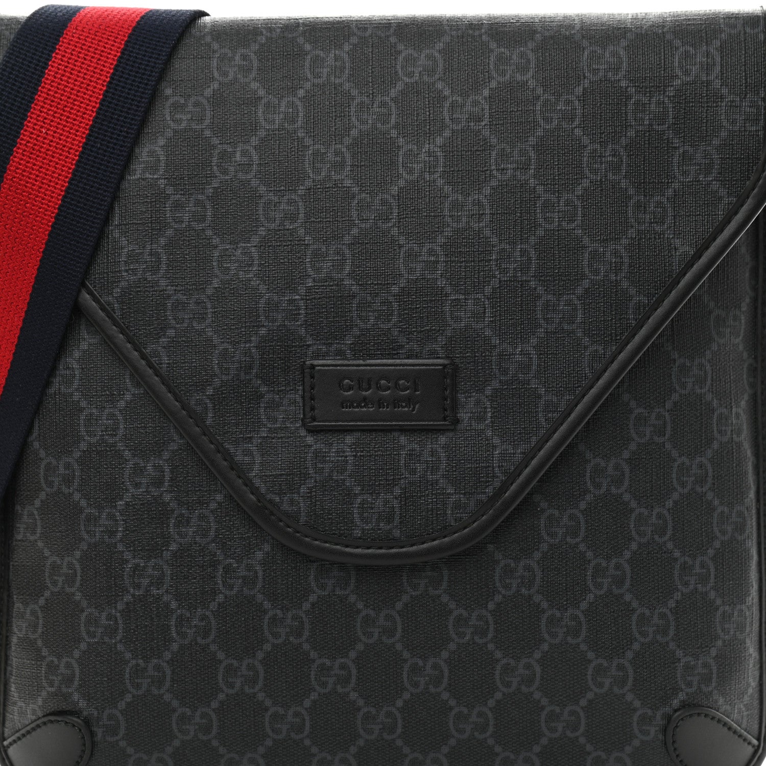 Gucci GG Supreme Monogram Web Medium Messenger Bag Black Grey 8 of 11
