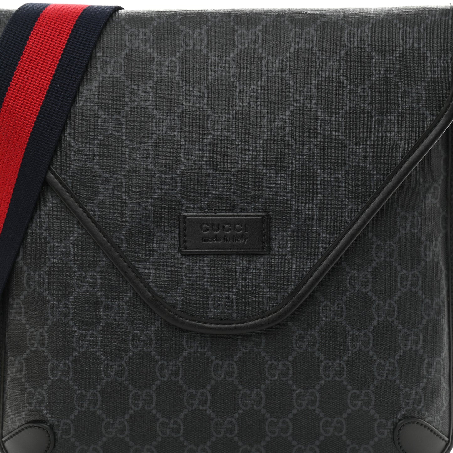 GG Supreme Monogram Web Medium Messenger Bag Black Grey