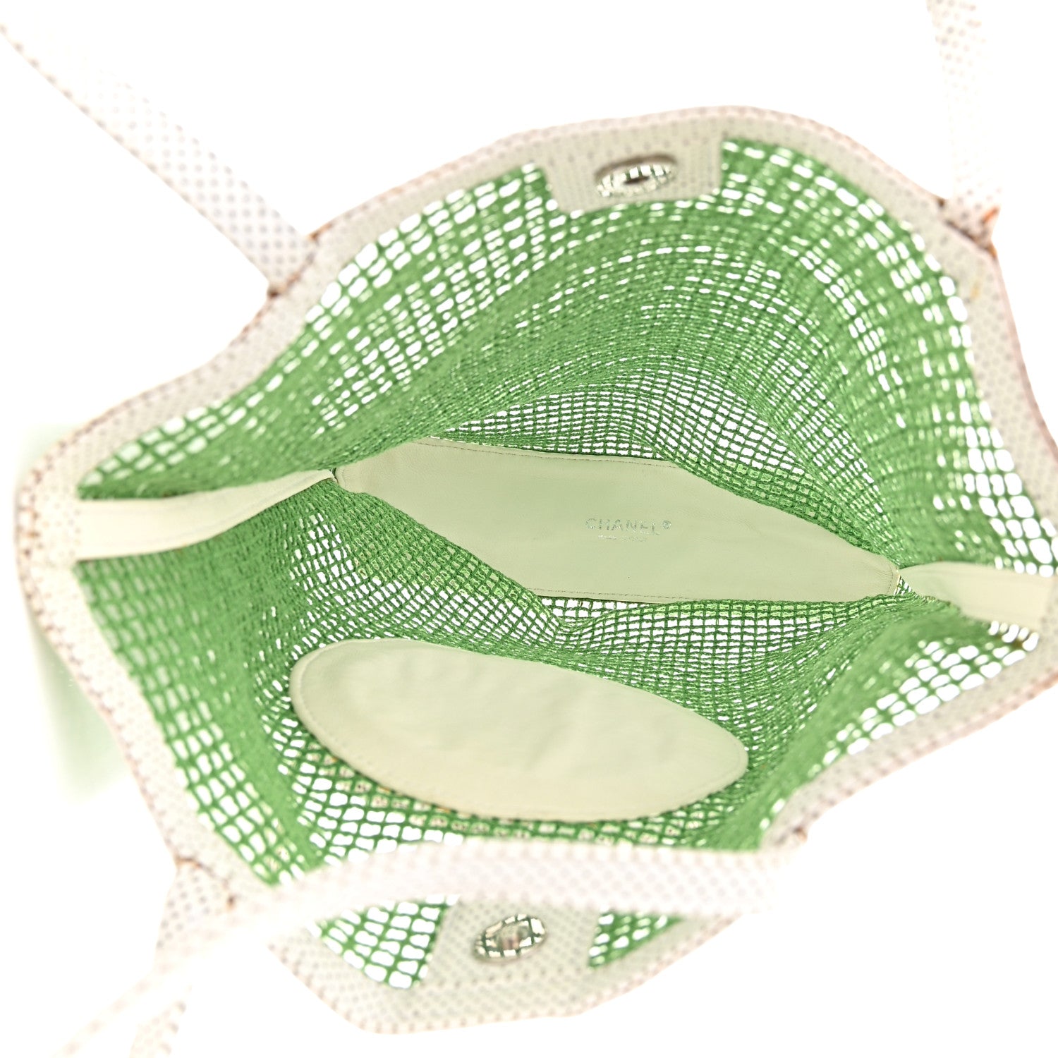 Chanel Perforated Calfskin Suede Mesh Fabric Tennis Ball Shoulder Bag Green 5 of 13