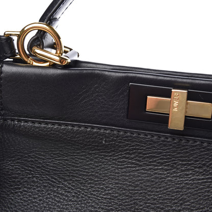Fendi Vitello Seta Shiny Nappa Medium Peekaboo Iconic Satchel Black 9 of 11