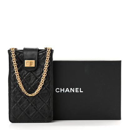 Chanel Aged Calfskin Quilted 2.55 Reissue Phone Holder With Chain Black 12 of 12