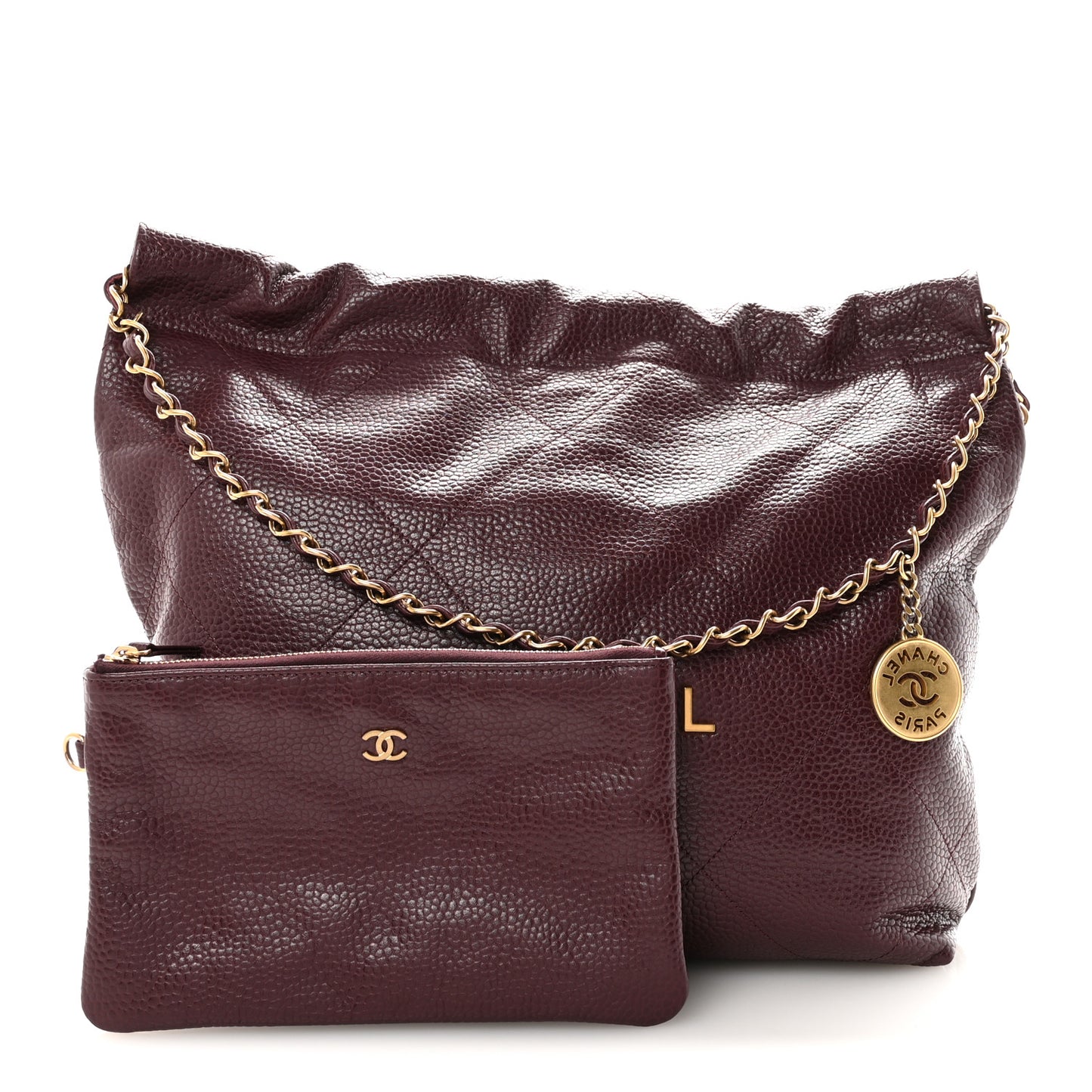 Caviar Quilted Small Chanel 22 Dark Burgundy